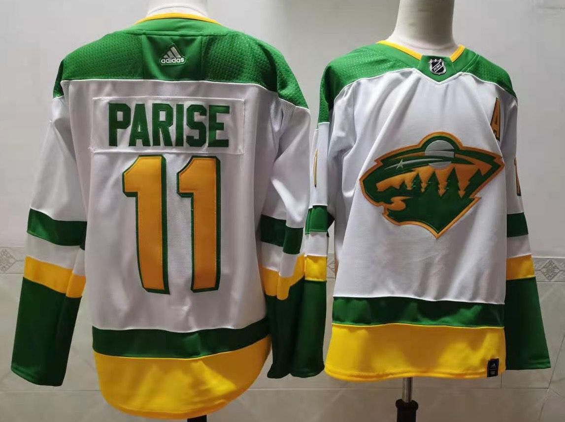 Men Minnesota Wild #11 Parise White Throwback Authentic Stitched 2020 Adidias NHL Jersey->buffalo sabres->NHL Jersey